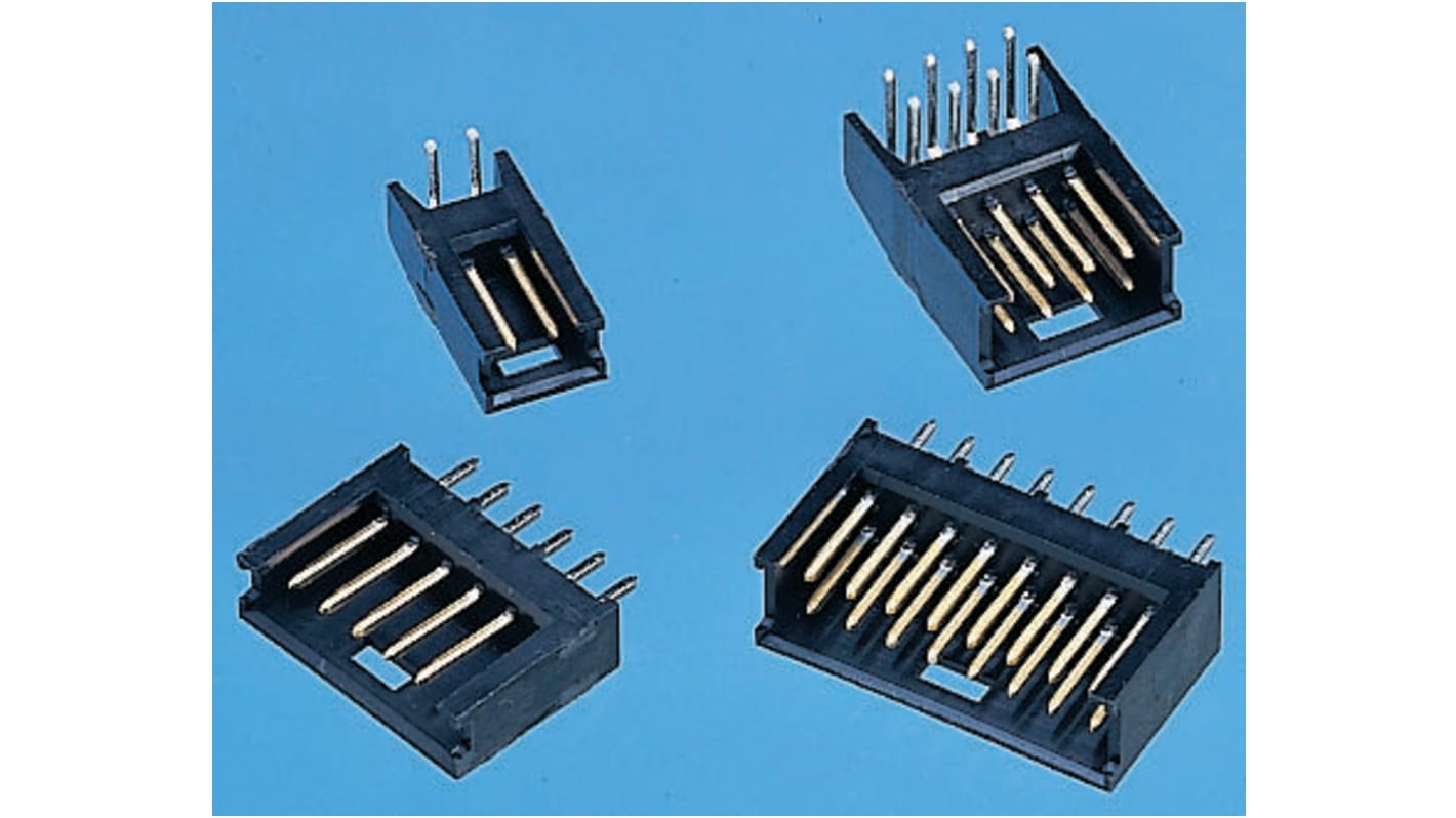 TE Connectivity AMPMODU MOD II Leiterplatten-Stiftleiste gewinkelt, 8-polig / 2-reihig, Raster 2.54mm, Platine-Platine,