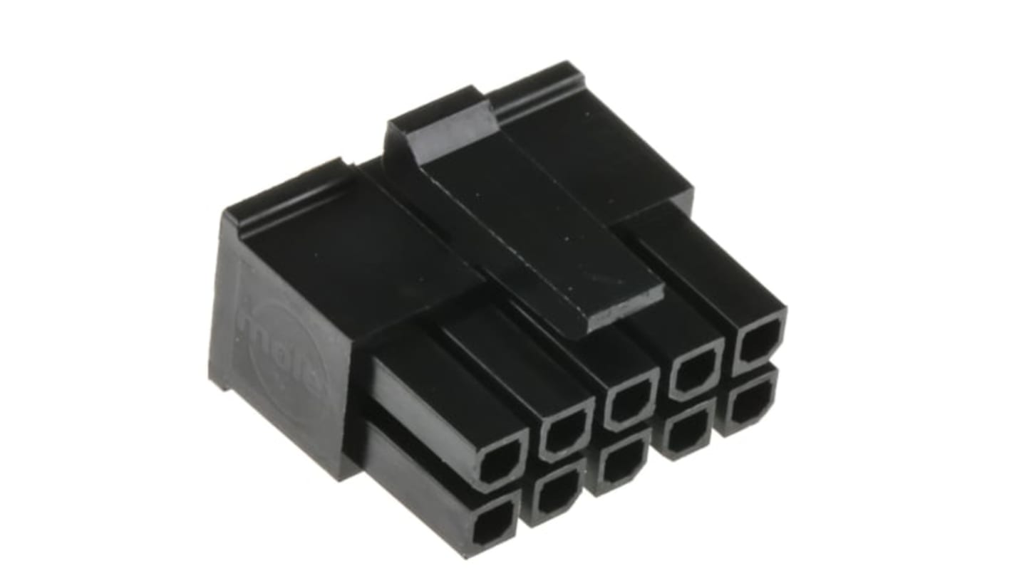 Carcasa de conector Molex 43025-1000, Serie Micro-Fit 3.0, paso: 3mm, 10 contactos, 2 filas, Recto, Hembra, Montaje de