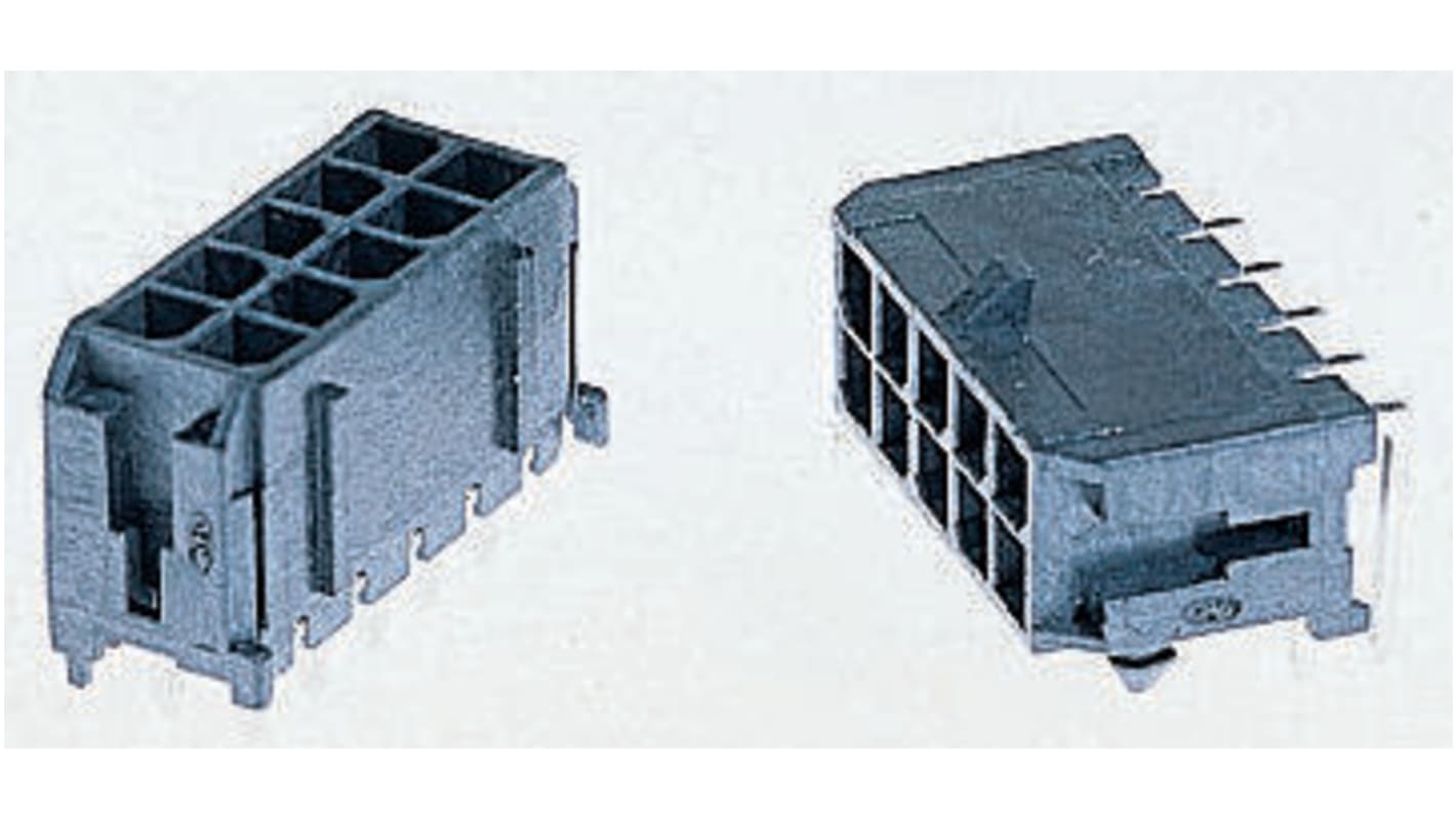 Embase pour CI Molex, Micro-Fit 3.0, 12 pôles , 3.0mm, 2 rangées , 5.0A, Angle droit