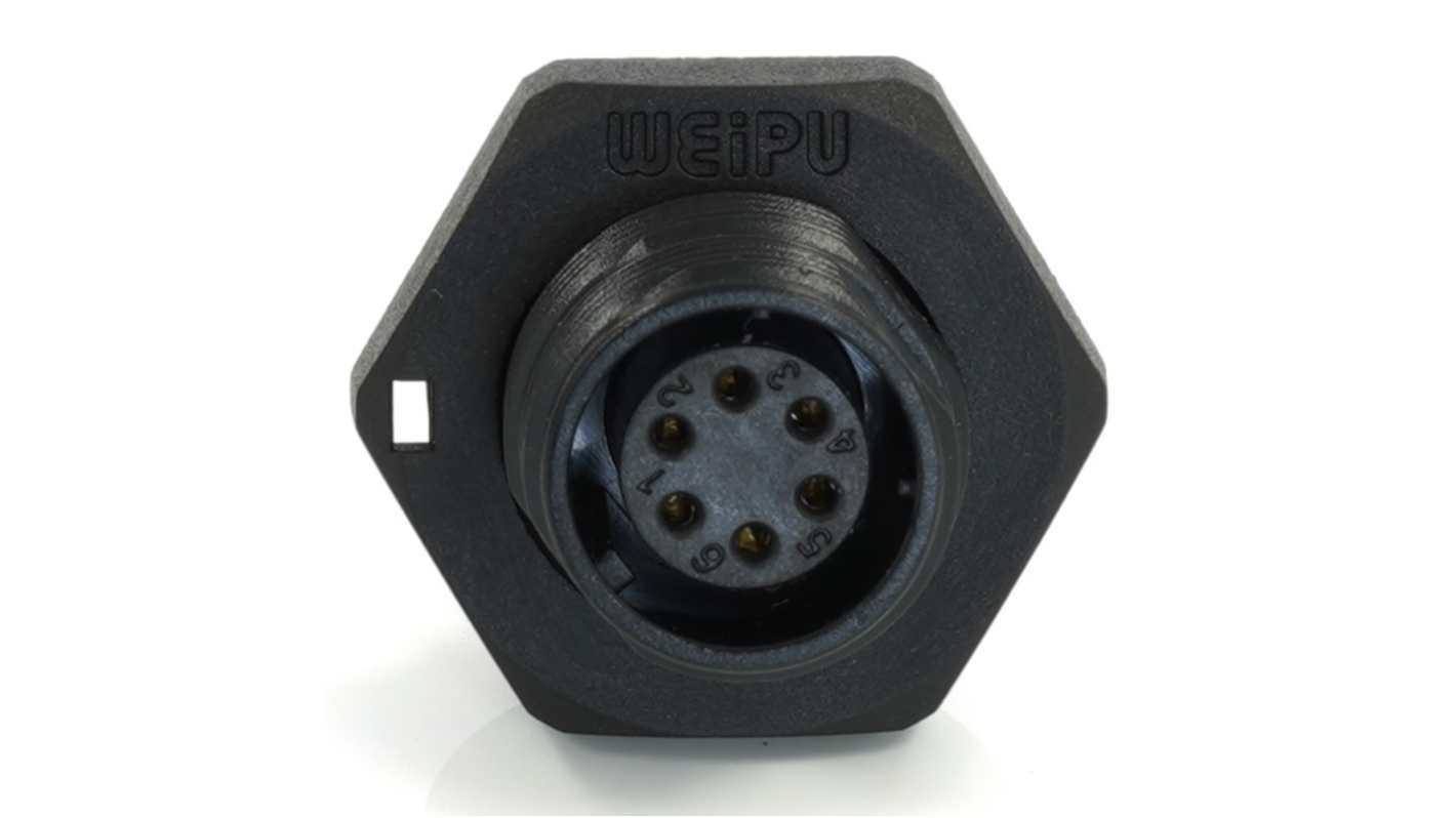 Conector circular RS PRO hembra de 6 vías hembra, Montaje trasero, IP68