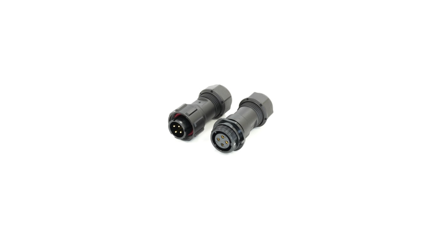 Conector circular RS PRO macho, hembra de 4 vías Hembra, Macho, montaje aéreo, IP68