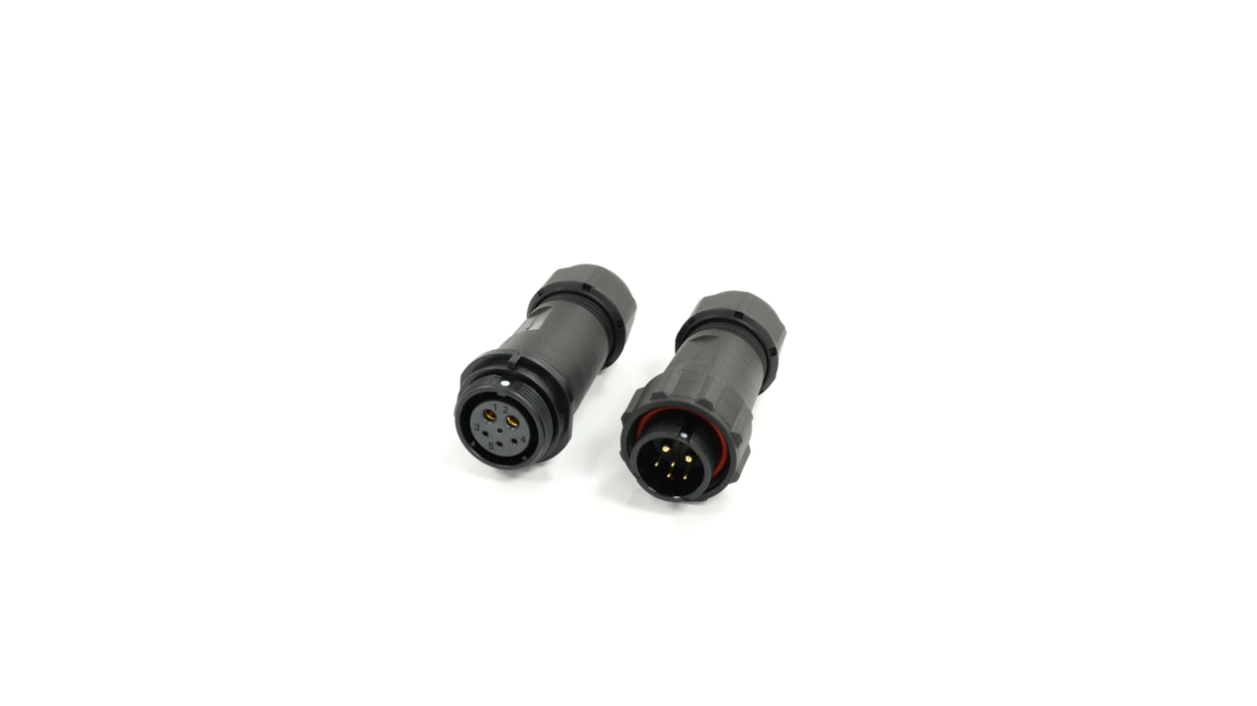 Conector circular RS PRO macho, hembra de 6 vías Hembra, Macho, montaje aéreo, IP68