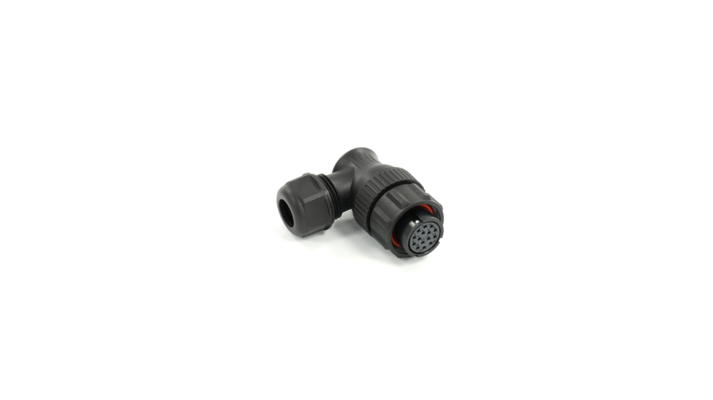 Conector circular RS PRO macho Ángulo de 90° de 15 vías hembra, montaje aéreo, IP68