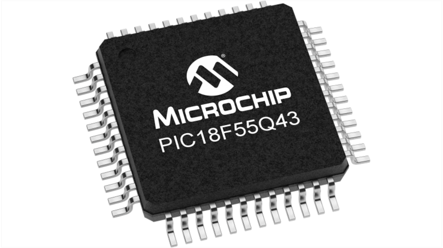 Microcontrolador Microchip PIC18F55Q43-I/PT, núcleo PIC, 20MHZ, TQFP de 48 pines