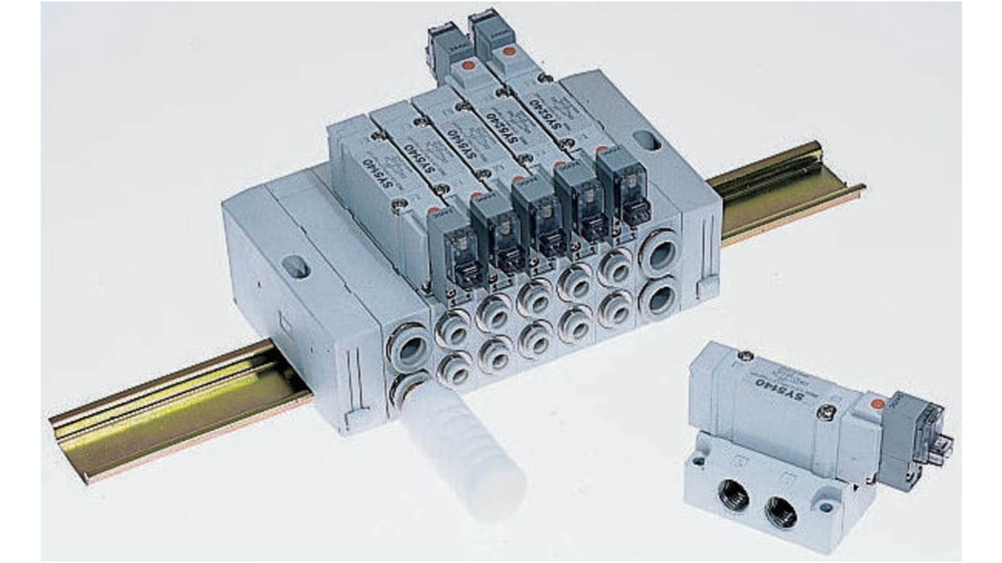 Electroválvula neumática SMC, Serie SY5000, Función 5/2, Solenoide/Piloto, Colector, 687Nl/min