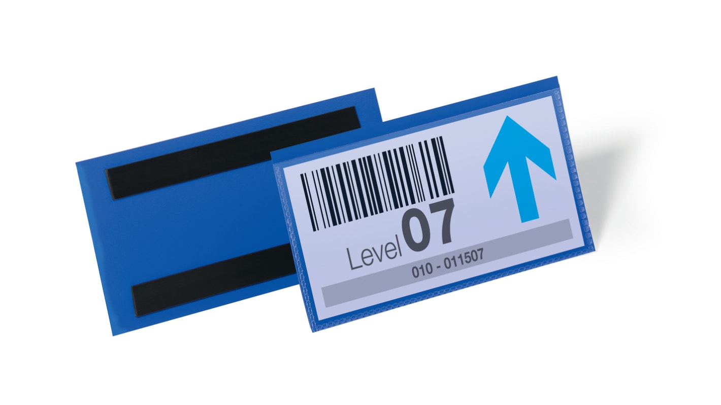 Durable Magnetic Blue 150 x 67mm Metal Logistic pockets, 83mm Height, 163mm Width