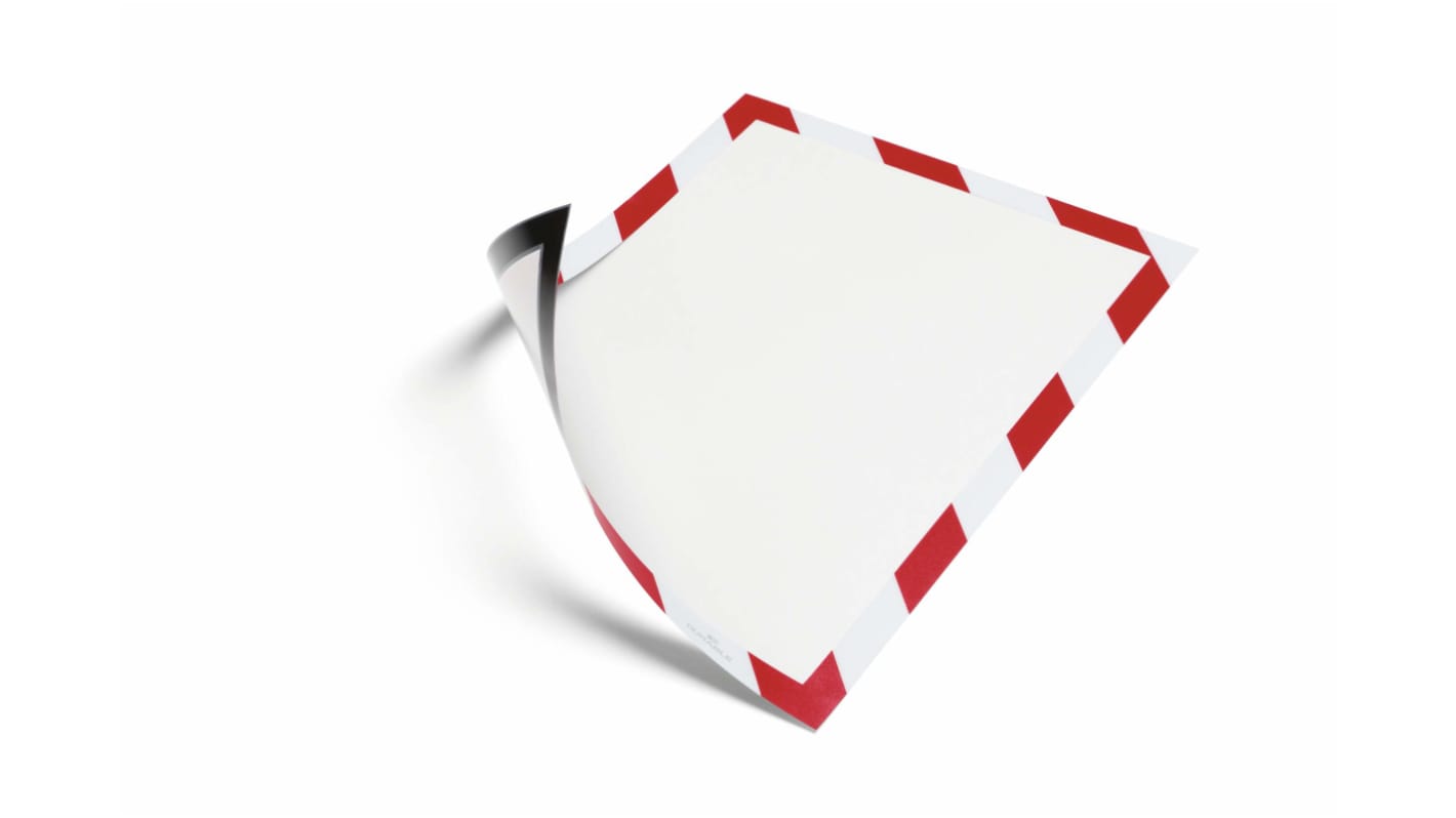 Durable MagneticDURAFRAME® MAGNETIC SECURITY Red/White A4 Metal Information Frame, 4.5mm Height, 236mm Width