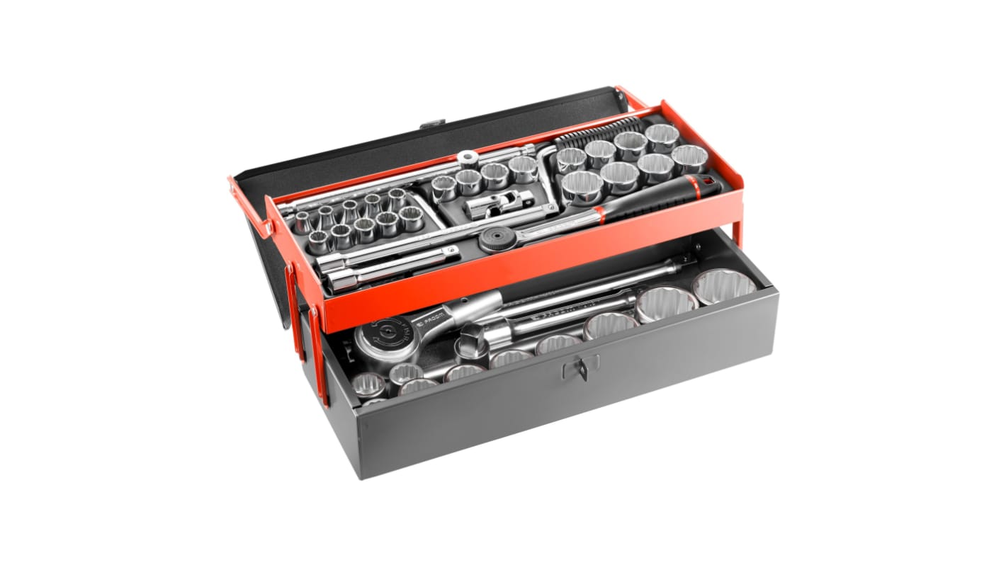 Facom 40-Piece Metric 1/2", 3/4" Standard Socket Set with Ratchet, 12 point