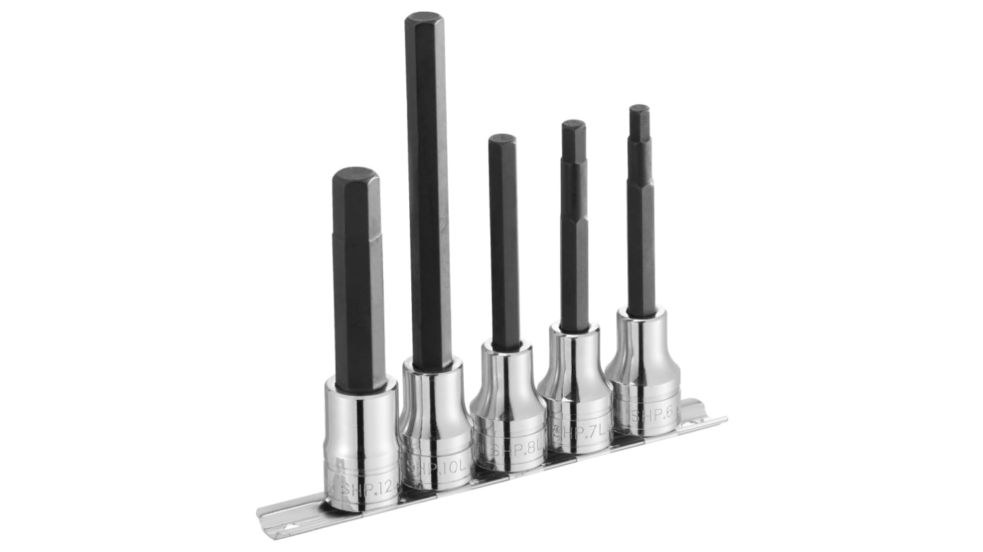 Facom 5-Piece Metric 1/2 in Bit Socket Set, 6 point