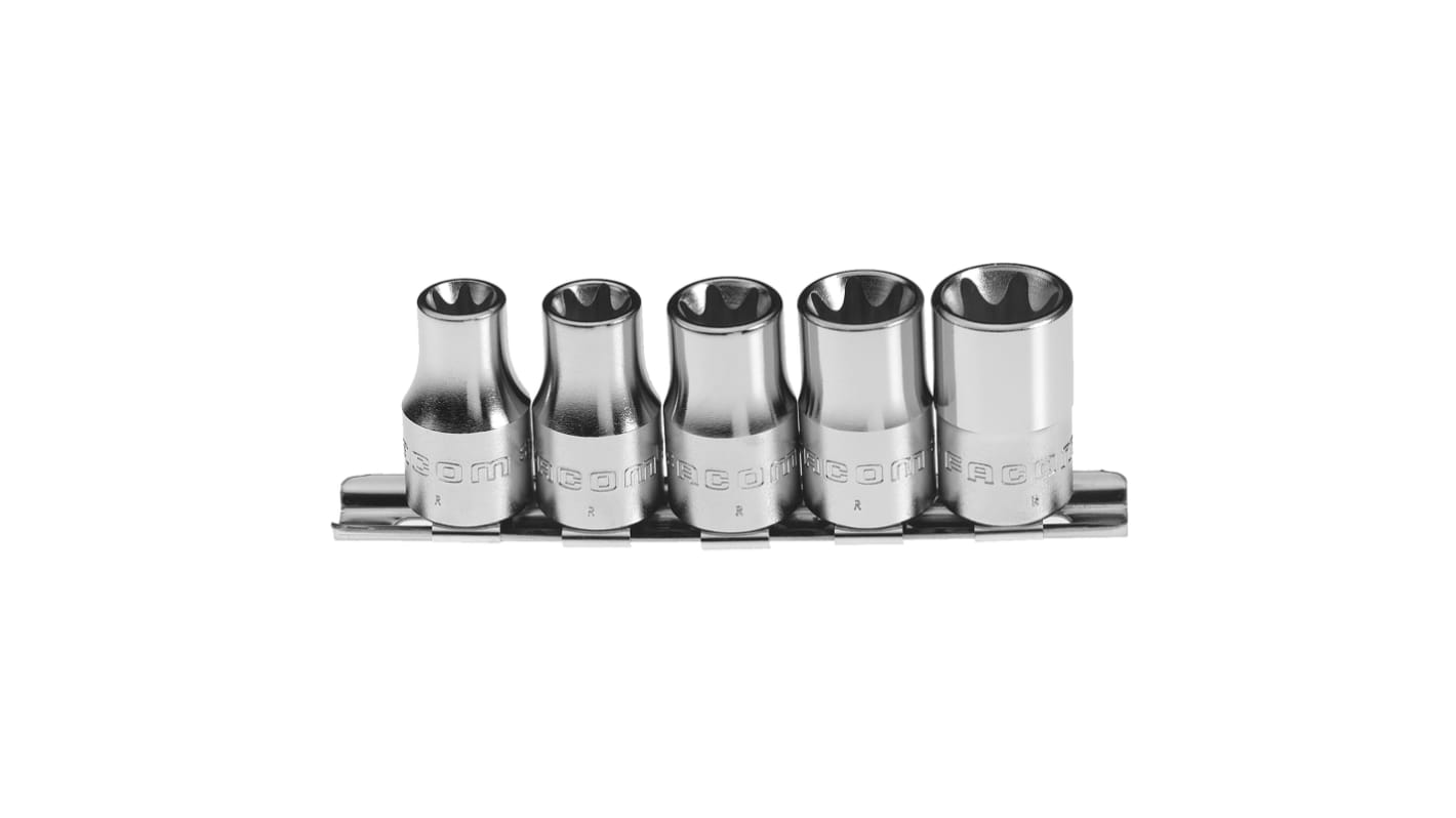 Facom 5-Piece Metric 1/2 in Standard Socket Set, Torx
