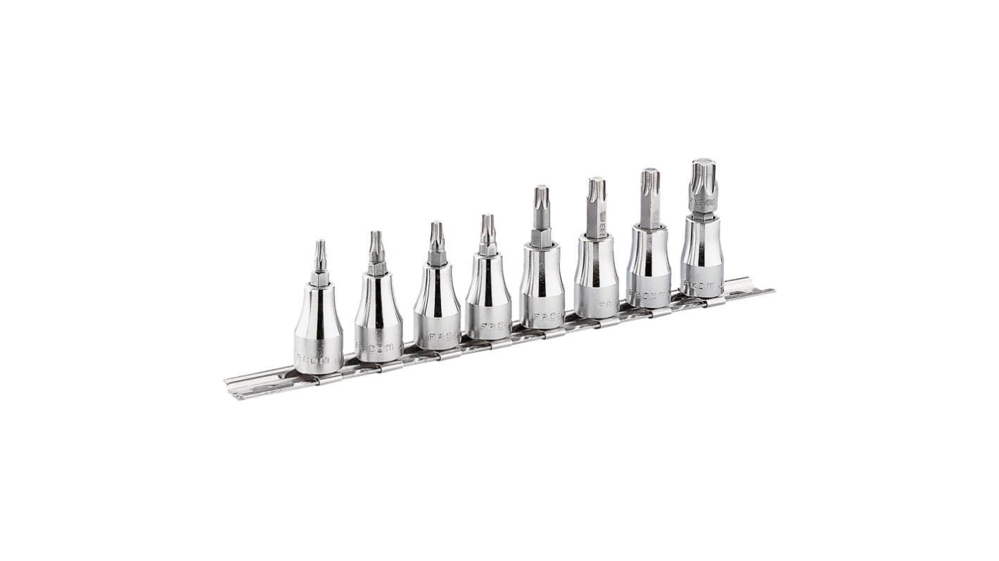 Facom 8-Piece Metric 1/2 in Bit Socket Set, Torx