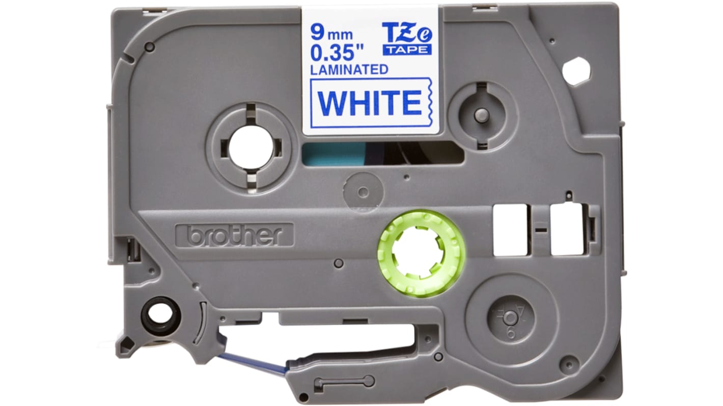 Brother Blue on White Label Printer Tape, 8 m Length, 9 mm Width