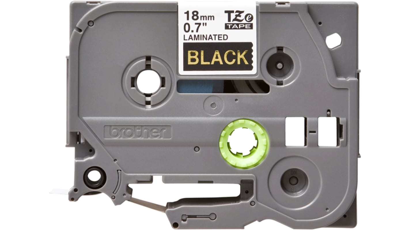 Brother Gold on Black Label Printer Tape, 8 m Length, 18 mm Width
