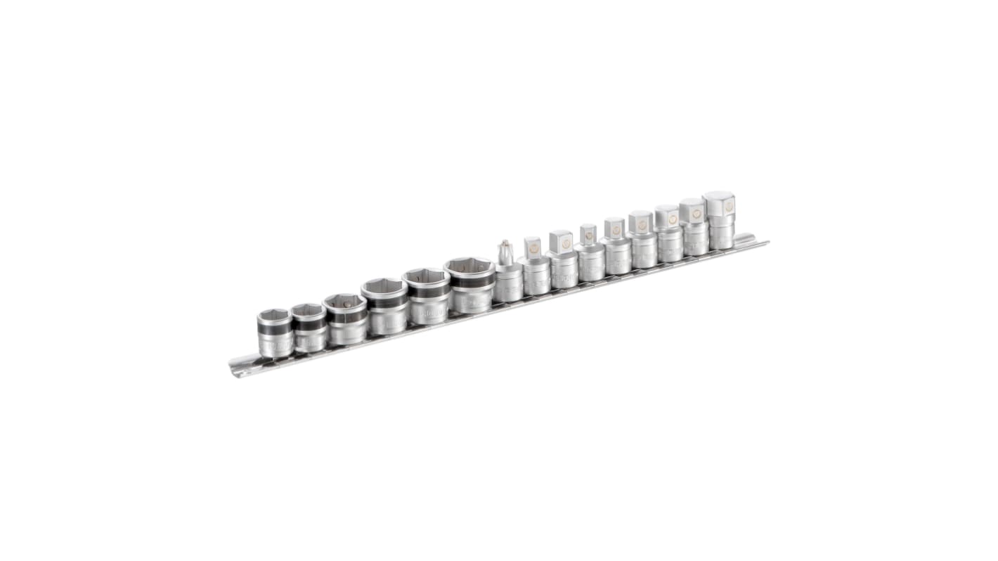 Facom 15-Piece Metric 3/8 in Oil Drain Socket Set, 6 point