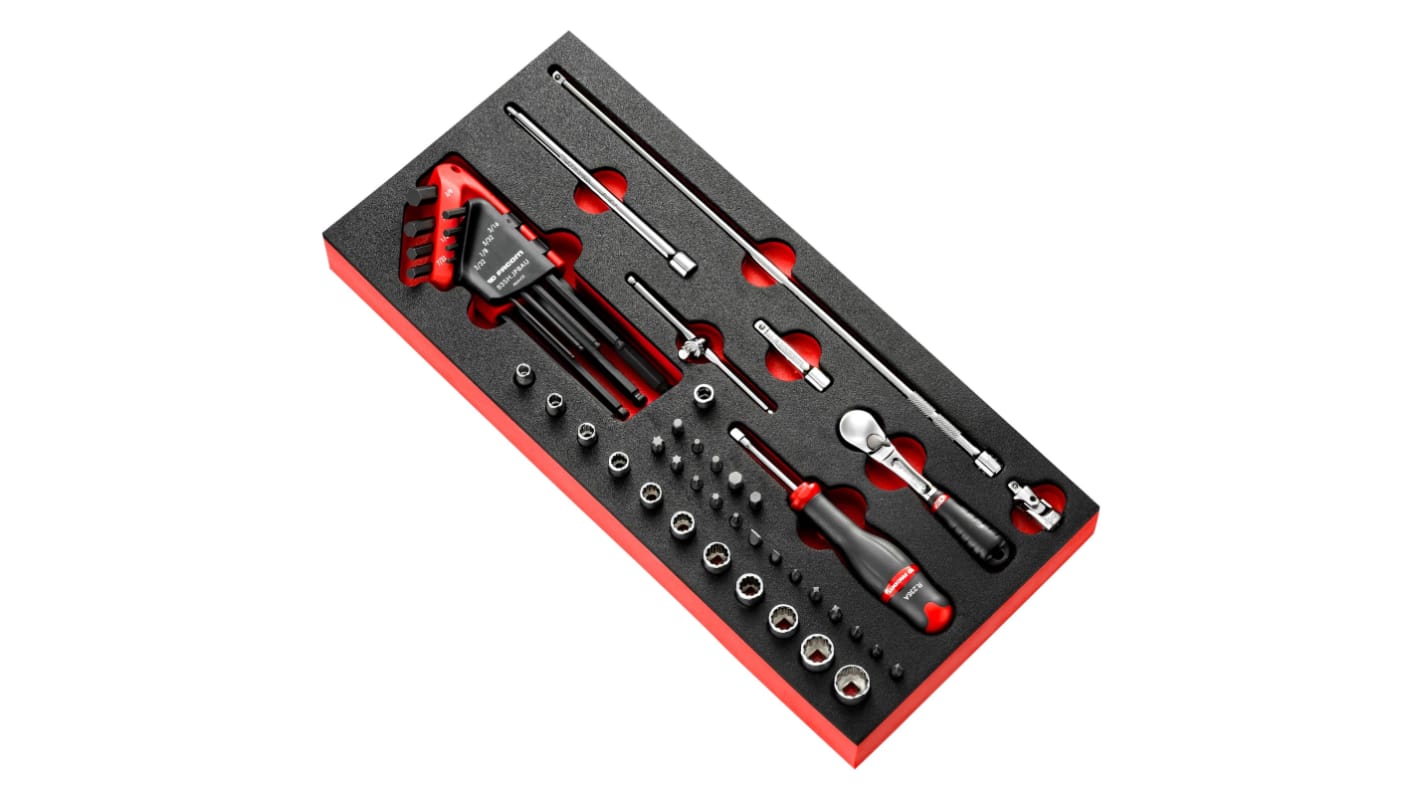 Facom 38-Piece Imperial 1/4 in Standard Socket/Allen Key/Bit Set with Ratchet, 12 point