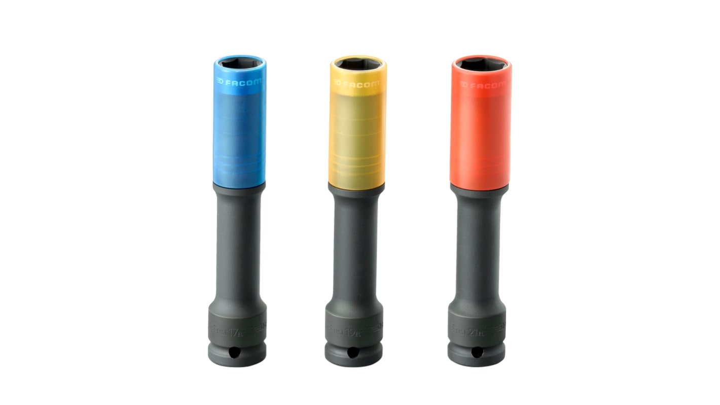 Facom 3-Piece Metric 1/2 in Wheel Nut Socket Set, 6 point