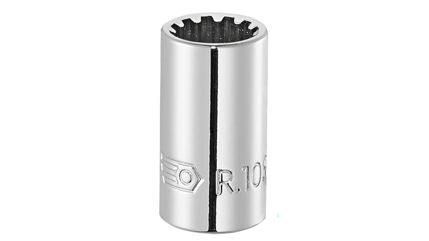 Facom 1/4 in Drive 5/16in Standard Socket, Spline, 22 mm Overall Length
