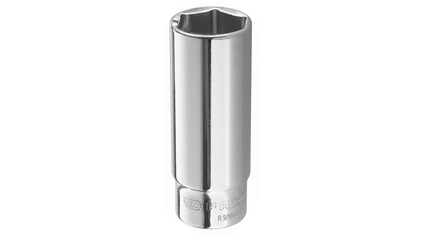 Facom 1/4 in Drive 3/8in Long Socket, 6 point, 50 mm Overall Length