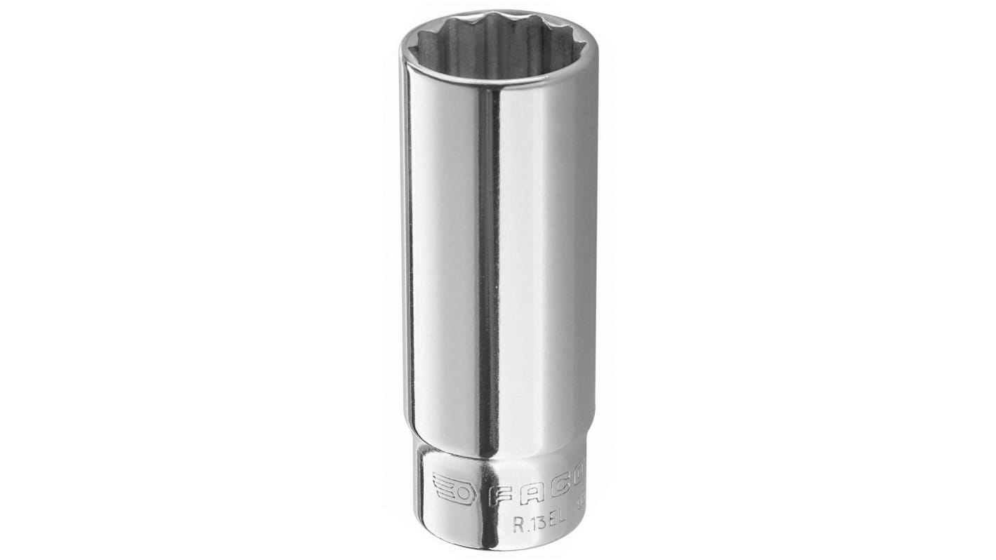 Facom 1/4 in Drive 7mm Long Socket, 12 point, 50 mm Overall Length