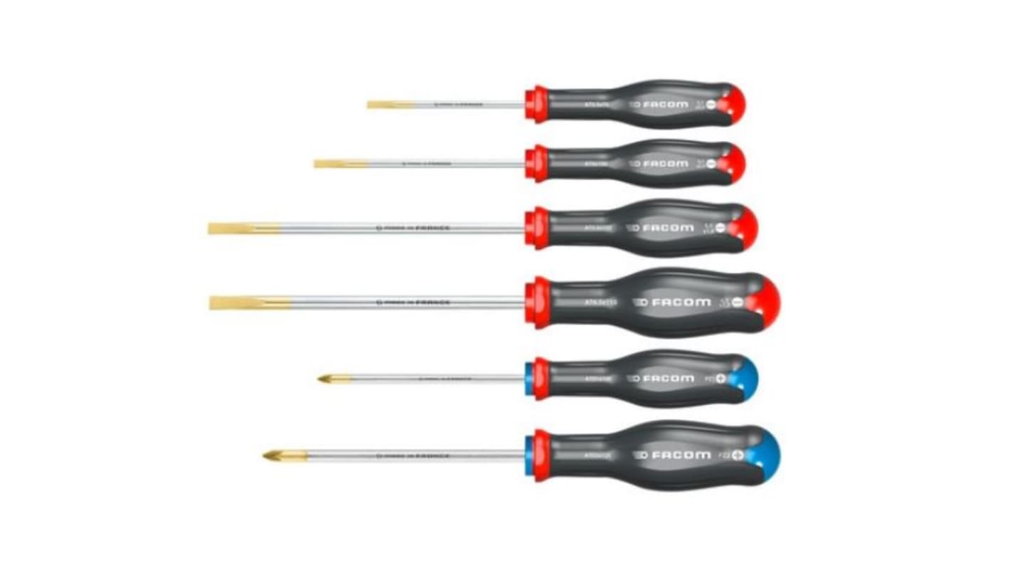 Set di cacciaviti Facom, 10 pezzi Phillips, Pozidriv, a taglio