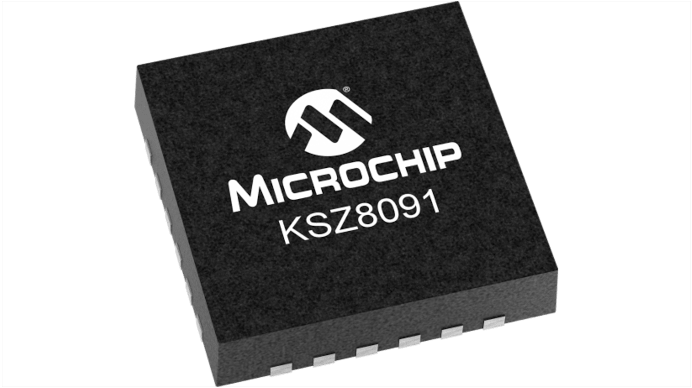 Microchip , 1-Channel Ethernet Transceiver 24-Pin QFN, KSZ8091RNAIA-TR