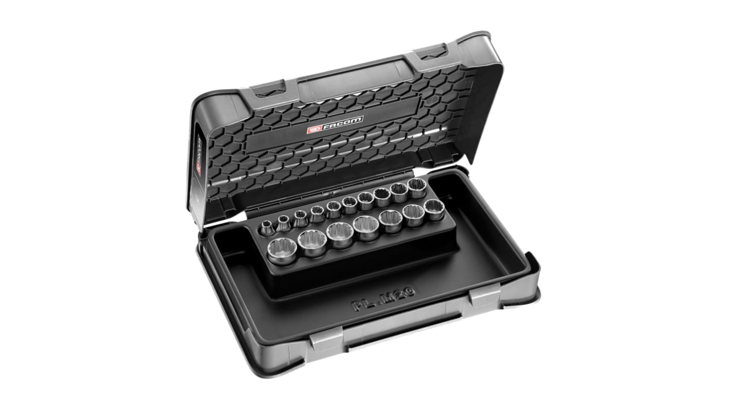 Facom 17-Piece Metric 3/8 in Standard Socket Set, 12 point