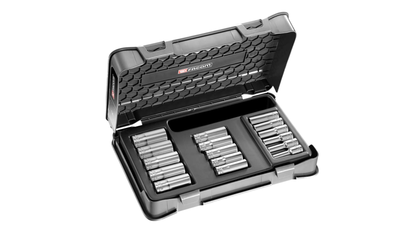 Facom 16-Piece Metric 3/8 in Deep Socket Set, 6 point