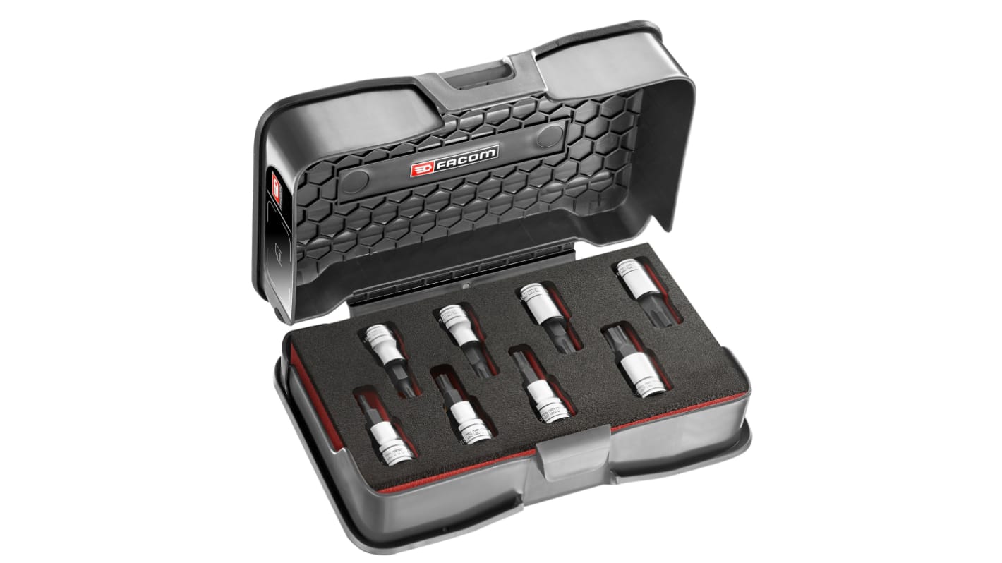 Facom 8-Piece Metric 3/8 in Bit Socket Set , 6 point