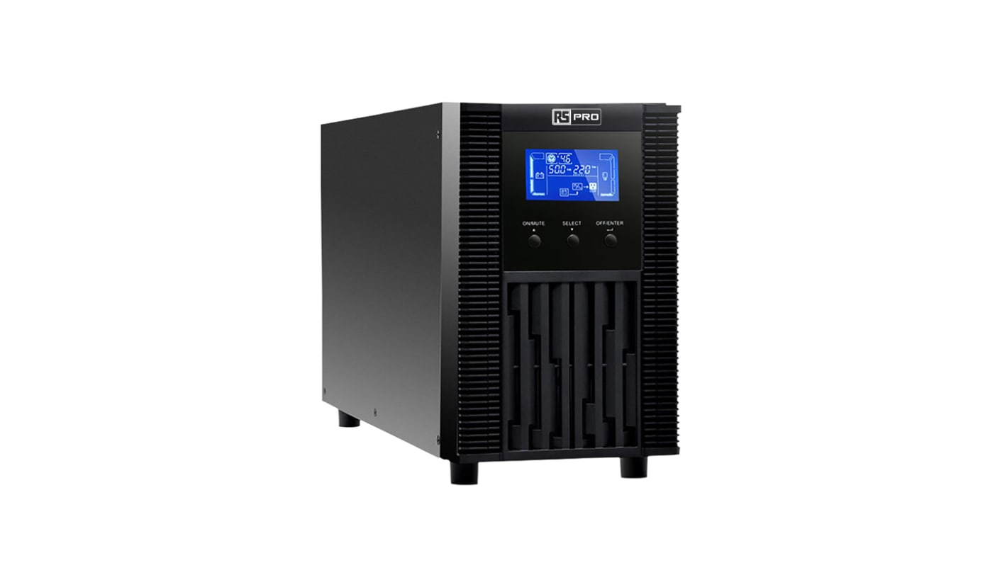 RS PRO 2000VA UPS电源, 1.6kW, 200 → 240V 交流输出, 110 → 300 V ac, 160 → 280V 交流输入, 自立式安装