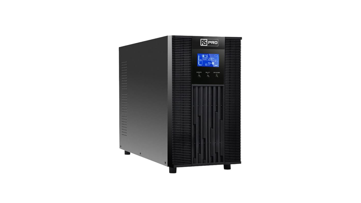 RS PRO 3000VA UPS电源, 2.4kW, 200 → 240V 交流输出, 110 → 300 V ac, 160 → 280V 交流输入, 自立式安装