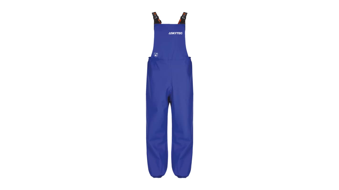 Skytec Unisex Wiederverwendbar  Overall Art Latzhose, Größe S, PU PVC Königsblau, Antibakteriell