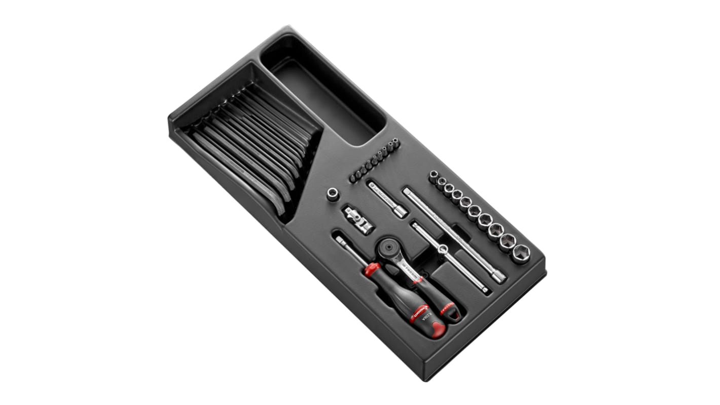 Facom 32-Piece Metric 1/4 in Standard Socket/Allen Key/Bit Set with Ratchet, 6 point