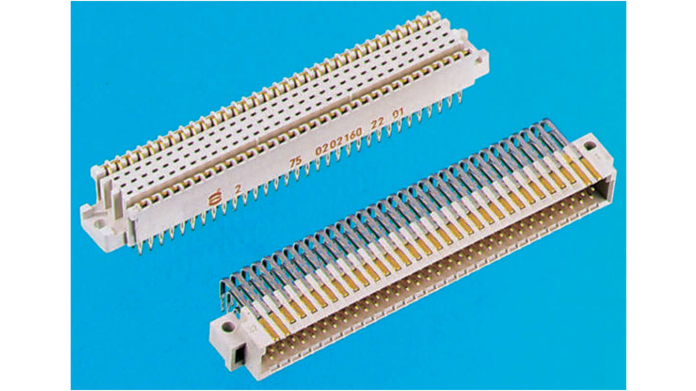 HARTING DIN41612欧式连接器母座, 160针, 5行, 2.54mm节距, THT安装, 按式端接, 直向, har-bus 64系列