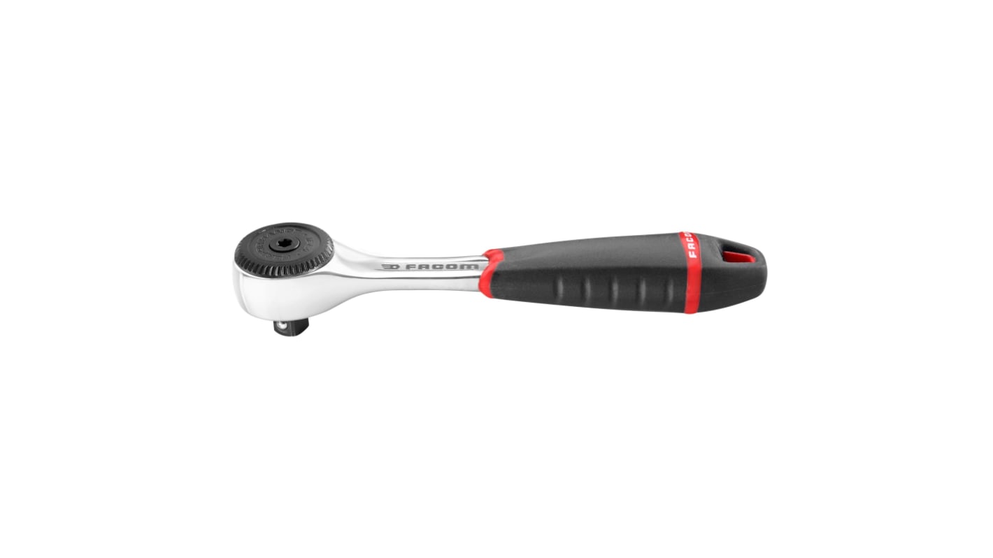 Facom R.161BPB 1/4 in Square Ratchet with Bi-material Elastomer Handle, 121.2 mm Overall
