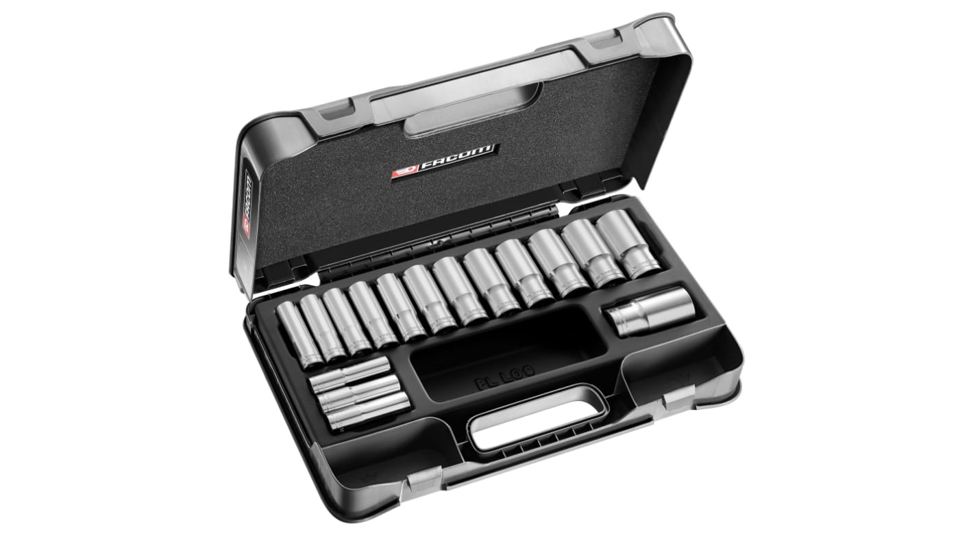 Facom 16-Piece Metric 1/2 in Deep Socket Set, 6 point