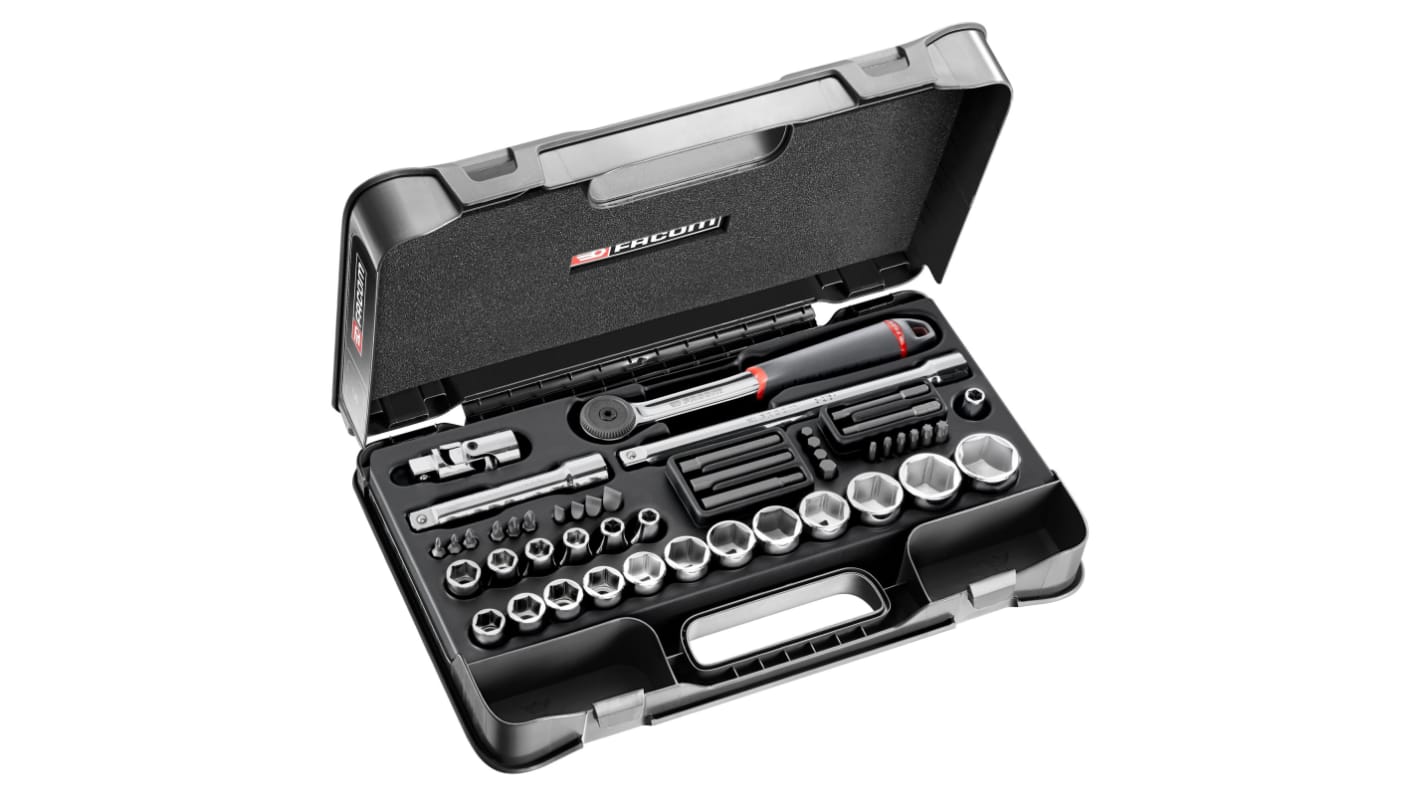 Facom 48-Piece Metric 1/2 in Standard Socket/Bit Set with Ratchet, 6 point