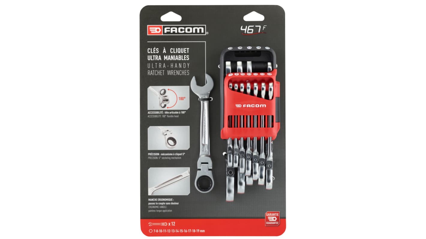 Facom 467BF Series 12-Piece Spanner Set, 7 → 19 mm