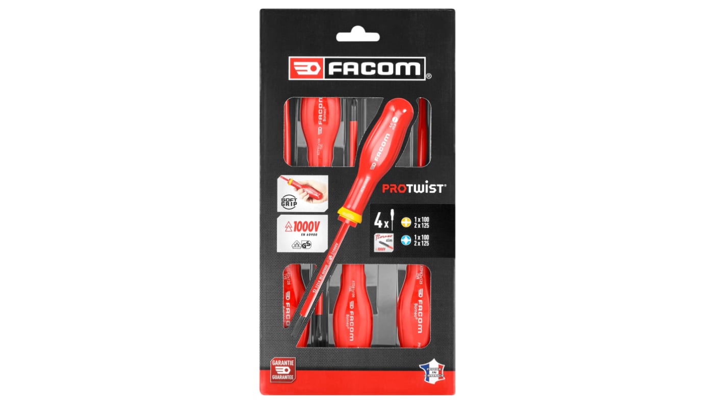 Facom Hexagon Insulated Screwdriver Set, 4-Piece