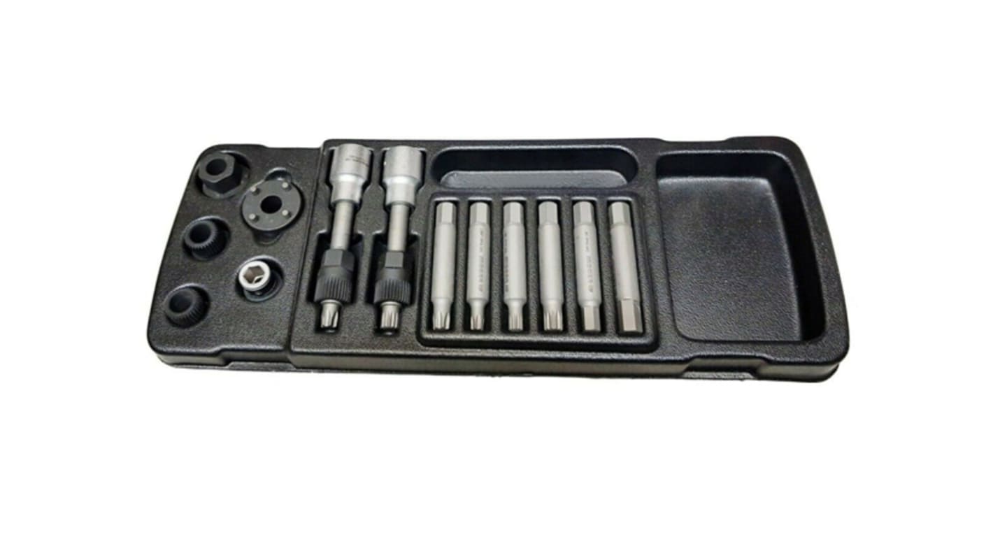 Facom 3-Piece Metric 1/4 in Bit Socket Set, Hex Bit; Spline Bit; Torx Bit
