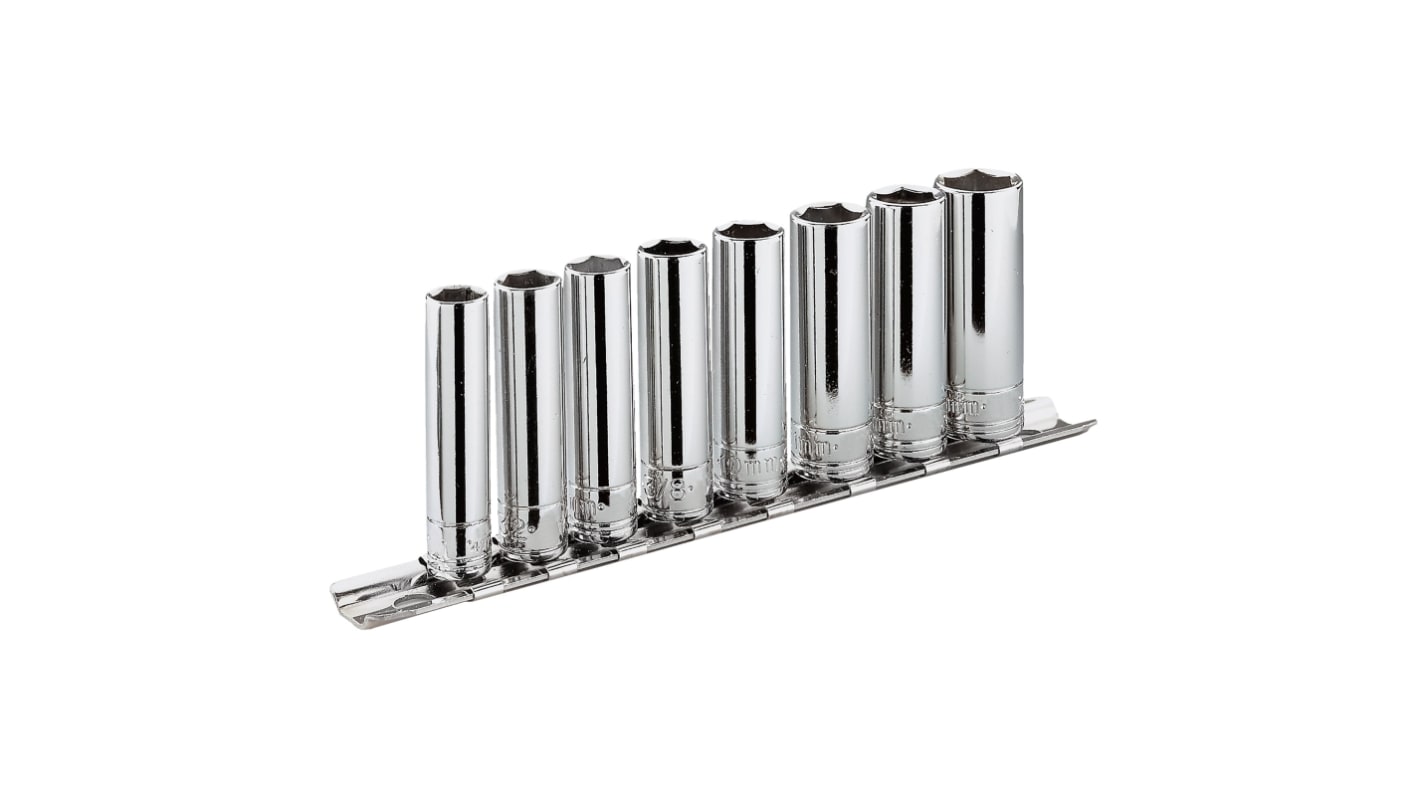 Facom 7-Piece Metric 3/8 in Deep Socket Set, 12 point