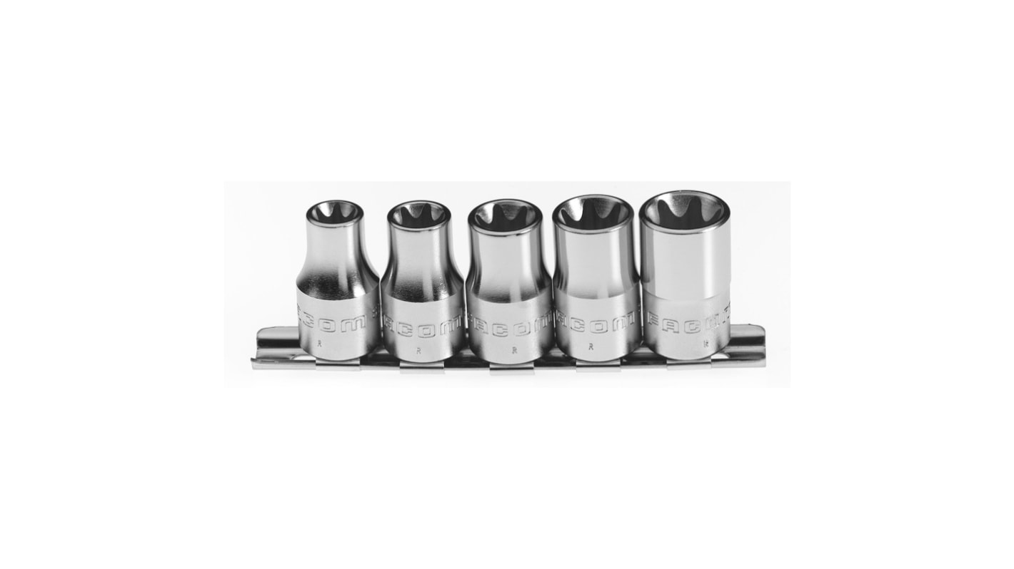 Facom 5-Piece Metric 3/8 in Standard Socket Set, Torx
