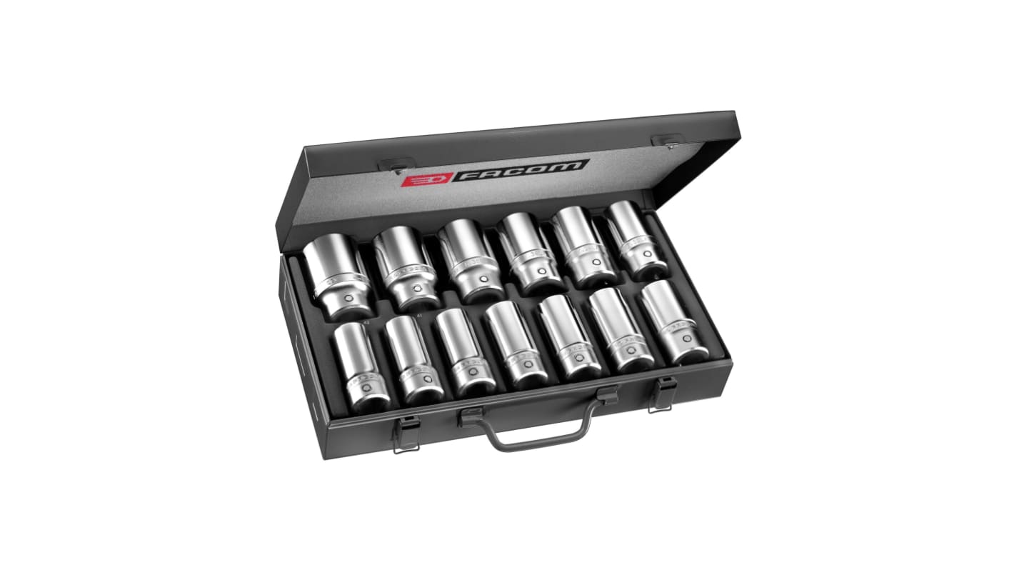 Facom 12-Piece Metric 3/4 in Deep Socket Set, 6 point