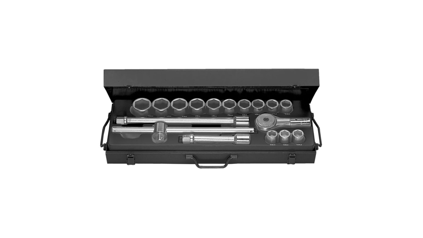Facom 14-Piece Metric 3/4 in Deep Socket Set with Ratchet, 6 point