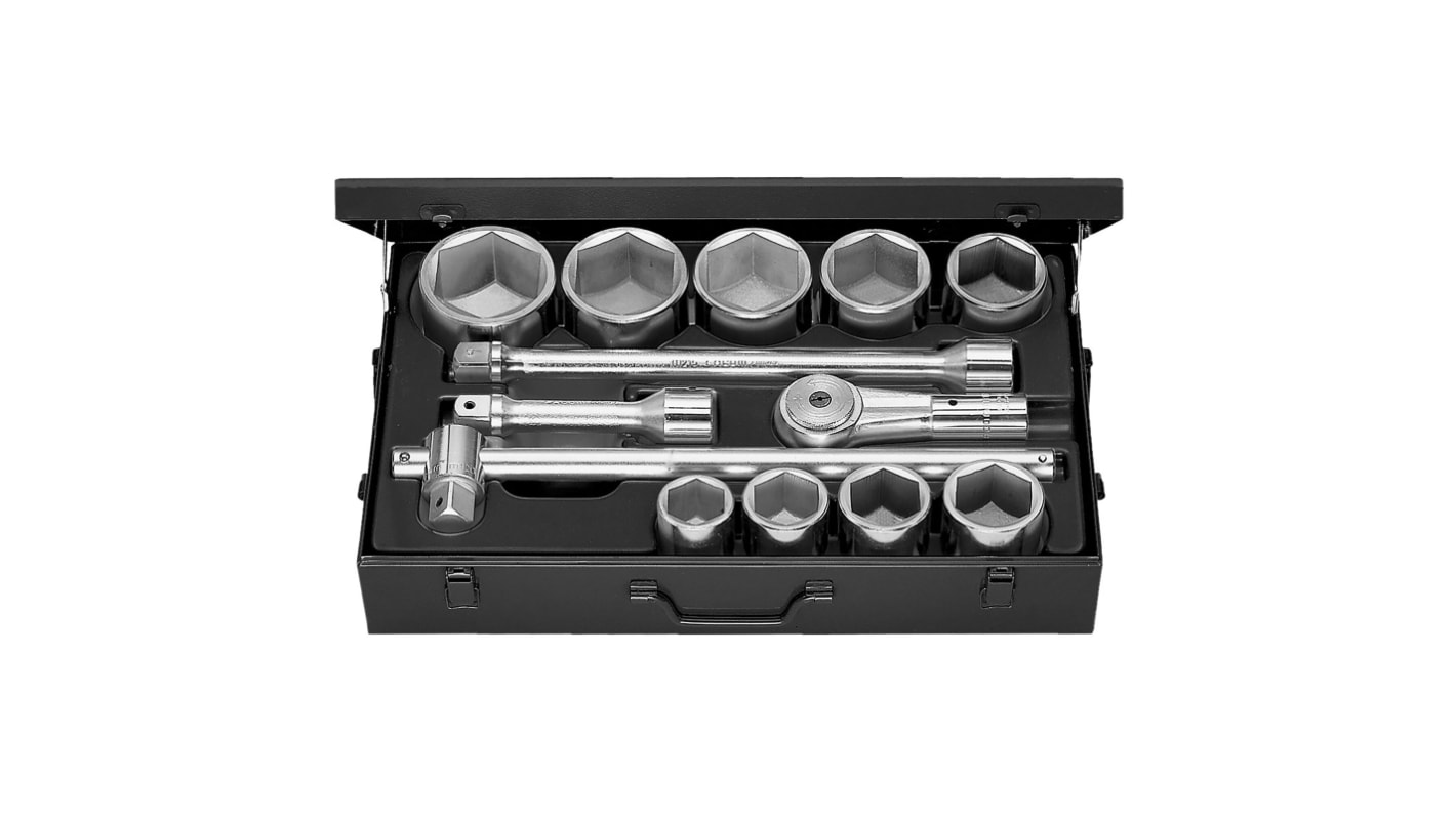 Facom 13-Piece Metric 1 in Standard Socket Set with Ratchet, 6 point