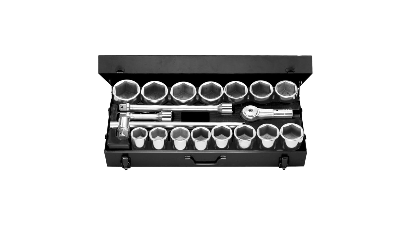 Facom 19-Piece Metric 1 in Standard Socket Set with Ratchet, 6 point