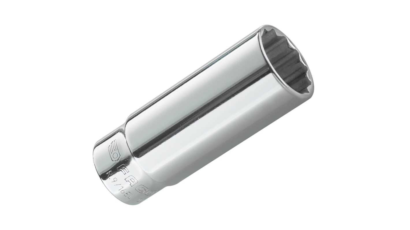 Facom 1/4 in Drive 7/16in Long Socket, 12 point, 50 mm Overall Length