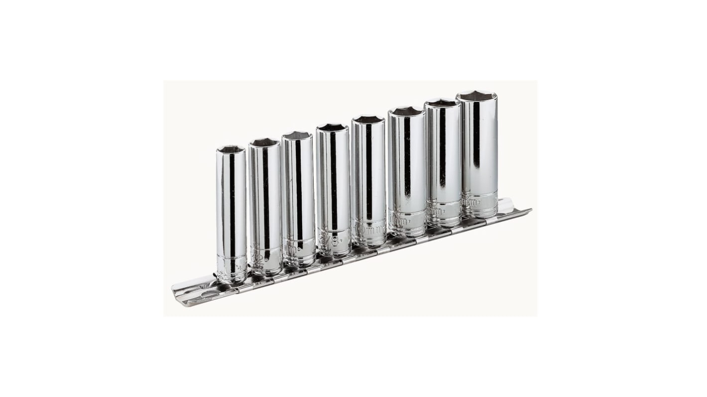 Facom 8-Piece Metric 1/4 in Deep Socket Set, 6 point