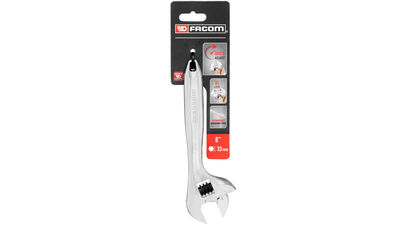 Facom Adjustable Spanner, Bi-Material Handle