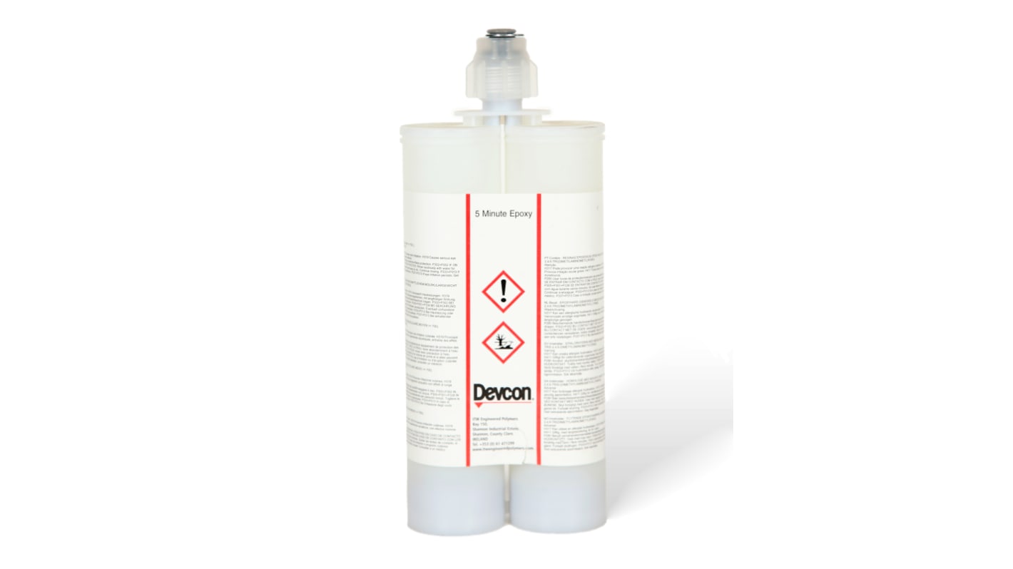 Adhesivo epoxi ITW Devcon 5 Minute Epoxy de color Ámbar, Cartucho doble de 400 ml, curado en 45 → 60 min