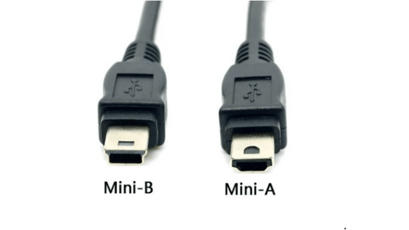 RS PRO USB 2.0, Male Mini USB A to Male Mini USB B, 1m